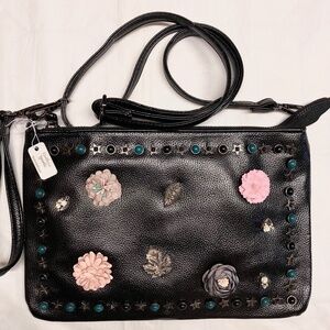NWT Southern Sparkle Black Embellished Clutch Wristlet/Crossbody